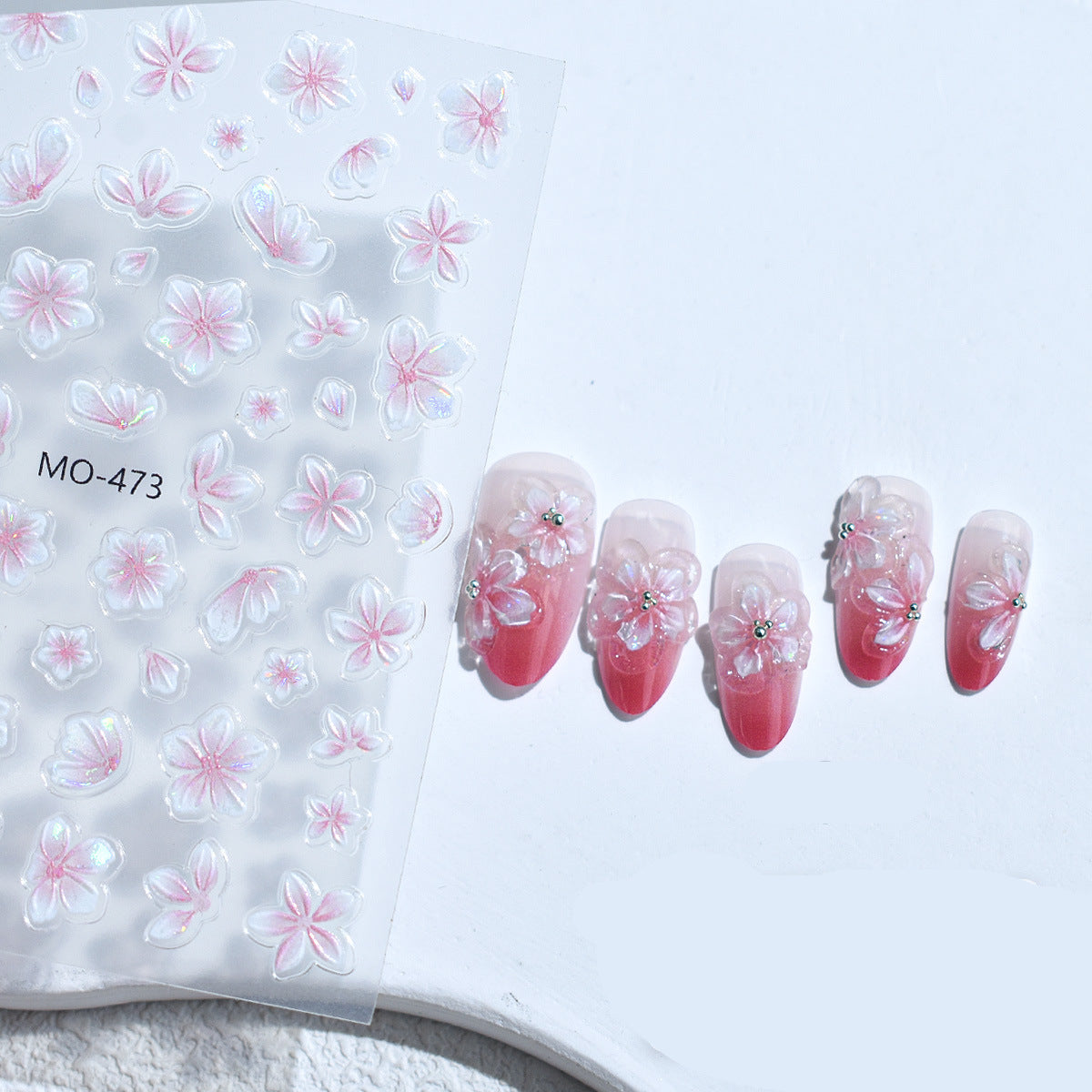 Wholesale Three-dimensional ice flower relief nail paste paper net red clear and gentle sweet five-petal flower with adhesive nail paste decoration